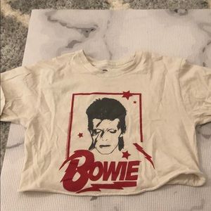 David Bowie cropped white tee shirt